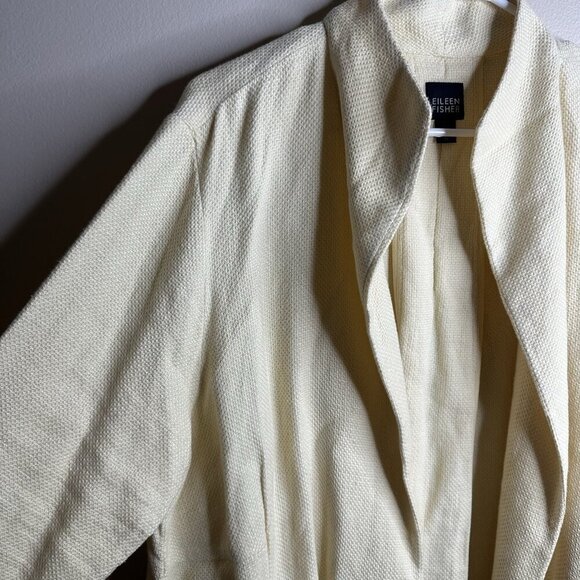 Eileen Fisher Linen Cotton Open Blazer Jacket Size XL Yellow Coastal Boho Lux - Picture 3 of 10